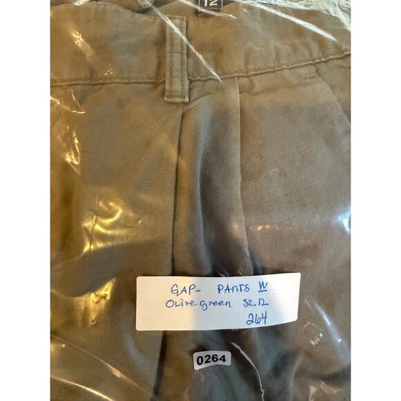 GAP Wide-Leg High Rise Linen Pleated Pants Olive Green Size 12 - Picture 7 of 7